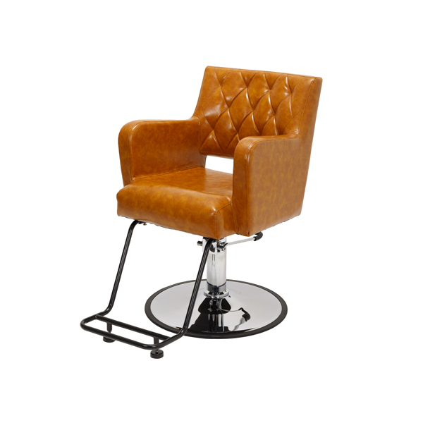 理容 美容室 新品 セット椅子 『FV-1627 アーロン』 (キャメル/丸盤 