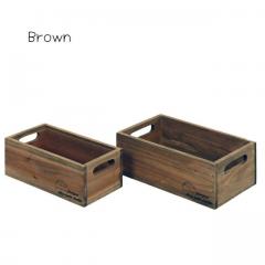 理容　美容室　備品・雑貨　『【MOKU】　木製収納ボックス 2個セット』　(ブラウン)
