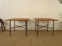 【SOLD OUT】　理容　美容室　店舗家具　『ラワン材を仕様した古い鉄脚テーブル』