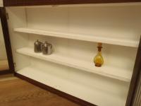 【SOLD OUT】　理容　美容室　店舗家具　『モールガラス入りのスリムな木製飾り棚』